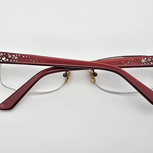 Christian Dior CD7746J C5 Red Rhinestone Semi Rimless Eyeglasses Frame w/ Case - Picture 12 of 16